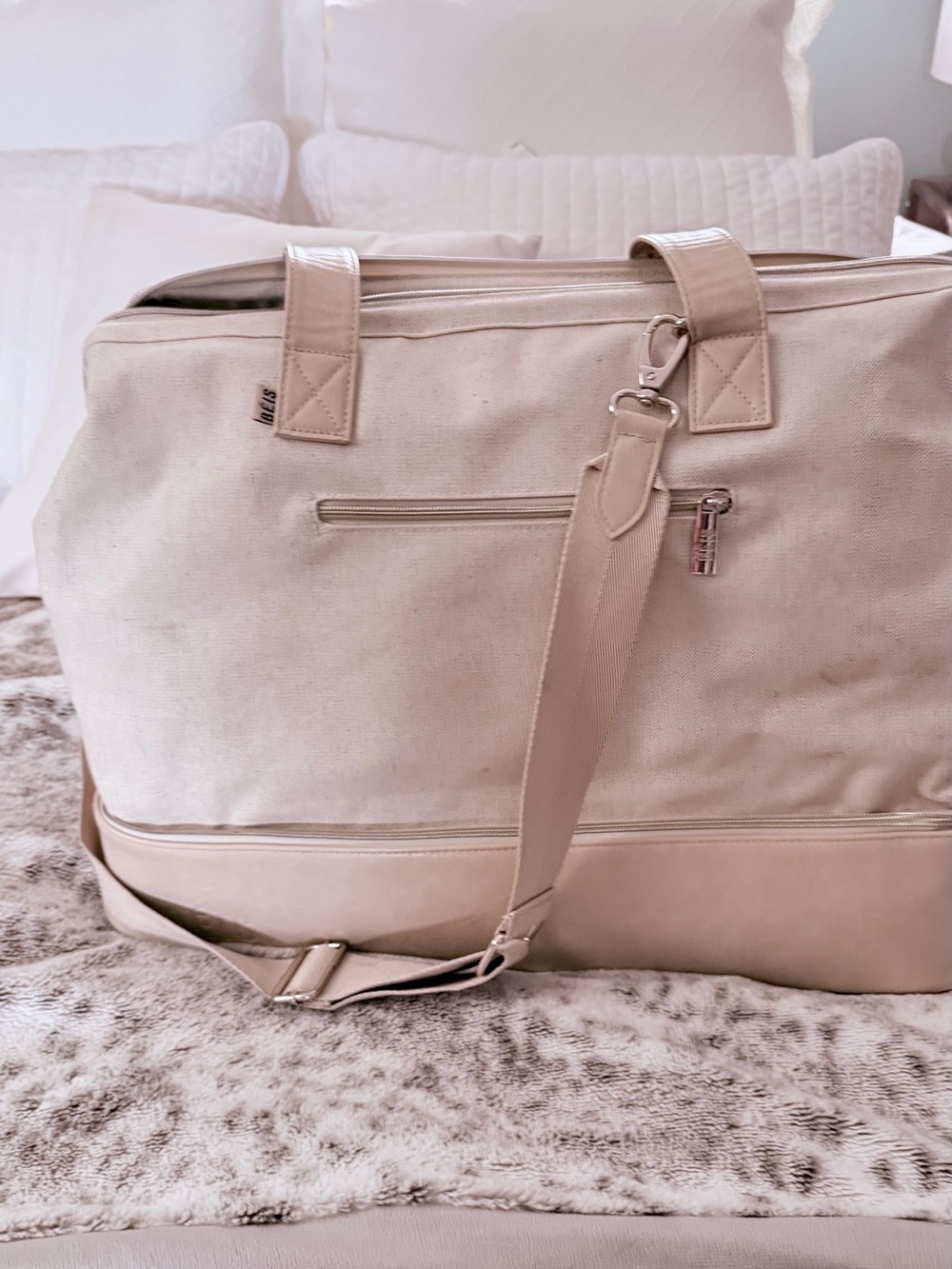 BEIS Beige Canvas Weekend Duffel with Detachable Strap